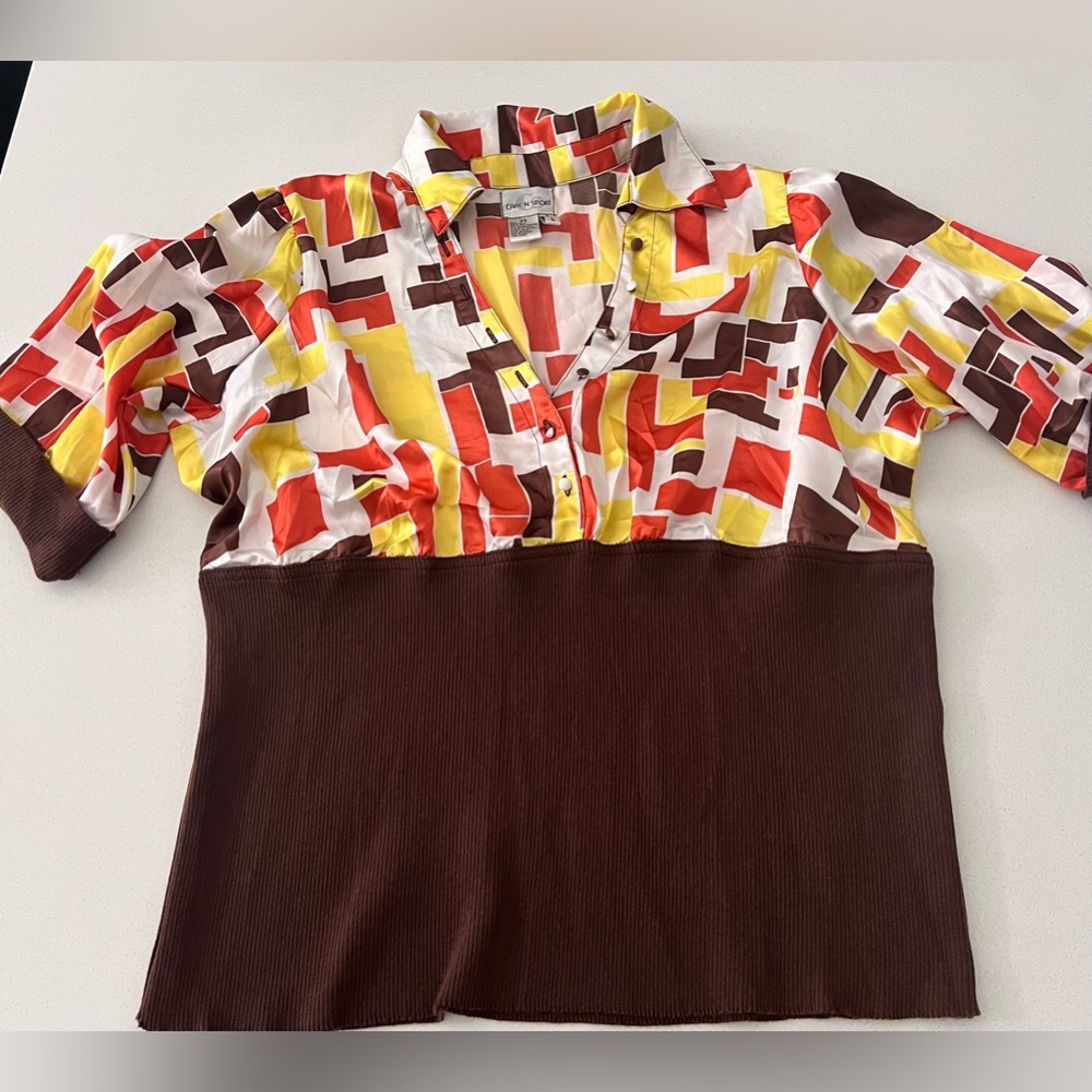 Caren Sport Funky abstract color block‎ top size 2X